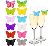 12Couleurs Papillon Marque-verres Party Marqueurs de Verre à Vin Marqueurs de Vin Silicone étiquettes pour Verres à Vin Identificateur Verre Marqueurs à Boisson Décoration Verre à Vin
