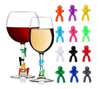 12Couleurs Petites Poupées Marque-verres Party Marqueurs de Verre à Vin Marqueurs de Vin Silicone étiquettes pour Verres à Vin Identificateur Verre Marqueurs à Boisson Décoration Verre à Vin