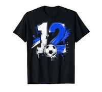 12e Anniversaire de Football pour garçons et Filles Bleu Blanc 12 Douze T-Shirt