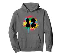 12e anniversaire Éclaboussures de peinture colorées 12 Douze Sweat à Capuche
