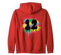 12e anniversaire Éclaboussures de peinture colorées 12 Douze Sweat à Capuche
