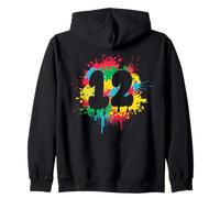 12e anniversaire Éclaboussures de peinture colorées 12 Douze Sweat à Capuche
