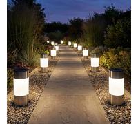 12er Set LED Inox Lampes de Jardin Itinéraires Solaire Décoration
