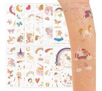 12feuilles Tatouage Temporaire Licorne Autocollant Tatouage Ephémère Etanche Décoration Fête Cadeau Anniversaire Pour Enfant Garçon Fille[Z80]