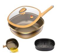 12in Titanium Alloy Non-Stick Pot with Lid, Induction Compatible Nonstick Frying Pan for All Stovetops, Healthy Cooking, Large Capacity & Heat-Resistant Handle (Pot + Lid + Steamer)