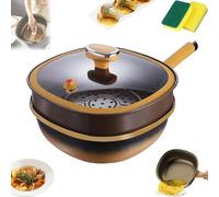 12in Titanium Alloy Non-stick Pot with Lid, Multi-Purpose Deep Saute Pan with Steamer Basket, Nonstick Frying Pan Cookware Sets, with Ergonomic Stay-Cool Handles, for Frying, Baking (Pot/Lid/Steamer)