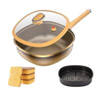 12in Titanium Alloy Non-Stick Pot with Lid, Nonstick Frying Titanium Pan for Cooking, Multi-Purpose Deep Saute Pan with Steamer Basket for Induction/Gas/Electric Furnace (Pot + Lid + Steamer)