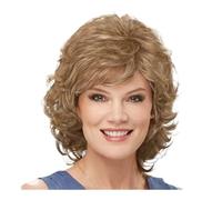 12inch Women Synthetic Hair Wigs Short Curly with Bangs Shoulder Length Wig(Brown)