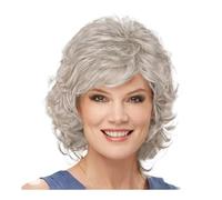 12inch Women Synthetic Hair Wigs Short Curly with Bangs Shoulder Length Wig(Drak brown)