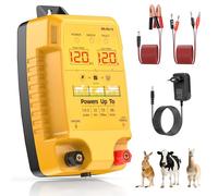 12KM Clôture Électrique pour Bétail Animaux, 12kV 3.0J Tension de Sortie Électrificateur Clôture Électrique avec Écran LCD, Protection pour Chevaux Moutons Chien Jardin Pâturages Ferme (Orangé)