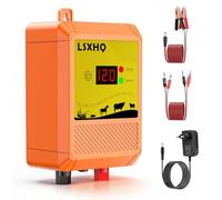 12kV Clôture Electrique pour Animaux, 2 Joules, 10KM | Electrificateur de Clôture Electrique avec Affichage LED, pour Chevaux, Moutons, Chiens, Pâturages et Ferme (Orange)
