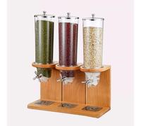 12L Distributeur De Céréales, Stockage Hermétique avec Base En Bois (par Boîte 4L), Peut Contenir Des Noix, Des Légumineuses, Des Bonbons, Des Snacks, pour La Maison, Le Bureau, L'hôtel Et Le Bar Comm