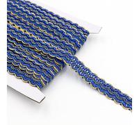 12m Tresse Garniture,15mm Ruban,Ruban Décoratif en Tissu Doré Garniture en Dentelle Tressée Métallique pour Costumes Travaux de Couture Tapisserie Décoration Intérieure,Saphir