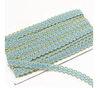 12m Tresse Garniture,15mm Ruban,Ruban Décoratif en Tissu Doré Garniture en Dentelle Tressée Métallique pour Costumes Travaux de Couture Tapisserie Décoration Intérieure,Bleu Clair