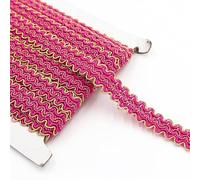 12m Tresse Garniture,15mm Ruban,Ruban Décoratif en Tissu Doré Garniture en Dentelle Tressée Métallique pour Costumes Travaux de Couture Tapisserie Décoration Intérieure,Rose Rouge
