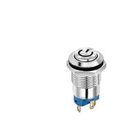12mm 12mm Self-locking Metal Button Switch Opening with Light AC 220V Power Symbol Start Stop Small Switch NWPNLXEA(Weiß)