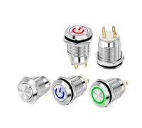 12mm 16mm Reset Self-locking Metal Button Switch with LED Lamp DC 5 12 24 V Small Motion NWPNLXEA(12MM-01,12-24V)