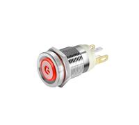 12mm 7a High Current Metal Button Self-locking Self Reset Small Power Switch Round 220V NWPNLXEA(High head red)
