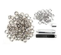 12mm Brass Metal Eyelets Rivets Grommet Kit Complete Set with Hole Opener Mandrel Base Storage Box for Shoes Bags Clothes Leather Craft DIY Accessories Silver Color