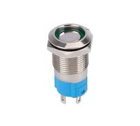 12MM Flat Round Head 1NO Metal Push Button Switch Latching/Momentary with LED Ring Illuminate 4-Pin Solder Terminal NWPNLXEA(Yellow LED,3V-9V)