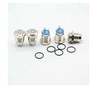 12mm Metal Push Button Switch Flat Head Ring/LOGO 3-6V 12V 24V 220V Self-reset Momentary Waterproof Car Auto Eng red blue NWPNLXEA(Blue - reset,12-24V)