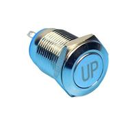 12mm Momentary IP65 Flat Head Words Customized "UP" Shortest Push Button Switch Nickel Plated Brass Metal Shell Switch NWPNLXEA
