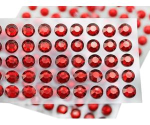 12mm SS50 Red Ruby Self Adhesive Acrylic Rhinestones Plastic Face Gems Stick On Body Jewels For DIY Cards And Invitations Crafts Bling Sticker - 5 Sheets - 250PCS