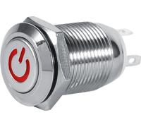 12mm voiture alimentation bouton poussoir en métal momentané rouge LED 2V