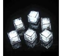12Pack Glaçon Lumineux Led Blanc Faux Glaçons Reutilisable, Novelty Ice Cubes Fausse Glace pour Light Up Champagne Bucket décoration pour Cocktail Fête/Mariage/Bar/D'anniversaire