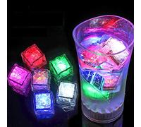 12Pack Glacon Lumineux Led Couleurs Faux Glacons Reutilisable, Novelty Ice Cubes Fausse Glace pour Light Up Champagne Bucket décoration pour Cocktail Fête/Mariage/Bar/D'anniversaire