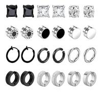 12Paires Aimanté Boucles d'Oreilles Homme Acier Inoxydable Boucles d'Oreilles Sans Trou Faux Piercing Oreille Magnétique Fausse Creole Boucle d'Oreilles Set Clip Homme
