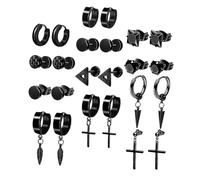 12Paires Boucles Oreilles Inoxydable Croix Goujons Oreilles pour Hommes et Unisexes Parfaits pour Fêtes