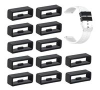 12PC Anneaux de Fixation de Montre, Boucles de Rechange en Caoutchouc pour Bracelet, Boucles de Bracelet Montre Caoutchouc, Bague de Fermeture Compatible Rechange en Silicone Noir Anneau, 22 mm