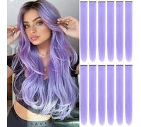 12pc Extensions De Raides A Clip,Extensions De Cheveux ColoréS,22inch Hair Tinsel Clip,Rajout Cheveux Tresses,Cheveux ColoréS Pour Femmes Filles Party Festival Cosplay (J)