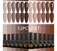12PC Gel vernis à ongles ensemble printemps été nu paillettes couleur Semi Permanent Gel vernis à ongles tremper Gel manucure Nail Art UV Gel V Vert armée
