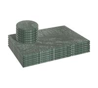 12pc Sets de Tableau Rectangulaires en Marbre & Dessous de Verre Ronds 30cm Vert
