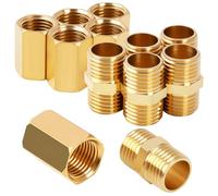 12PCS 1/4 "à 1/4" Femelle et Mâle BSP Filetage Laiton Hexagonal Mamelon et Connecteur de Couplage Hexagonal, 1 4 Pouce en Laiton BSP Mâle-Femelle, Mamelon et Manchon pour Air, Gaz, Eau