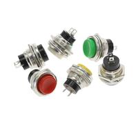 12pcs 1NO Momentary Pushbutton Switches Head Metal Push Button Switch Recovery 2 Pins 3A 250V 16mm Male Thread Self reset NWPNLXEA(Each Color 2pcs)