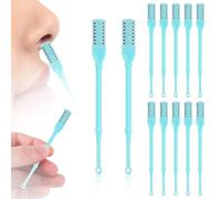 12pcs 2 en 1 Coupe-Poils de Nez, Rotation à 360° Tondeuse à Poils de Nez Coupe Poils de Nez Homme Femmes Double Face avec Cure-Oreilles Portable Outil d'Épilation des Narines (Bleu)