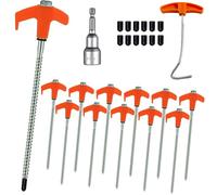12Pcs 20cm Sardines de Fixation Visser avec Filetage,Piquet de Tente Camping Acier,Piquets Tente Ancrage Robuste,Accessoires Piquets Auvent Antirouille pour Extérieur,Jardin, Sol Dur,Herbe,Trampolines