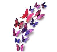 12Pcs 3D Papillons Decoration,Autocollant mural de papillon,Decoration Chambre Papillon Stickers,Violet Décoration de Papillon pour Maison Décor de Fête