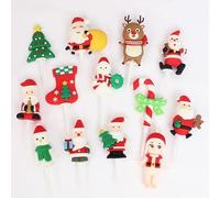 12pcs 3D Weihnachtskuchen-Deko - Lebkuchenhaus, Rentier, Weihnachtsmann, Schneemann & Tannenbaum Topper - Für Kuchen, Cupcakes und Desserts - Ideal für Weihnachtsfeiern, Geburtstage & Festtafel-Dekora