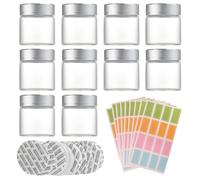 12pcs 50ml Bocaux en Verre avec Couvercles et étiquettes, Mini Bocaux à Confiture en Verre, Bouteilles en Verre Transparent, Bocaux Ronds Bocaux Transparents, pour crème, pommades, herbes, épices
