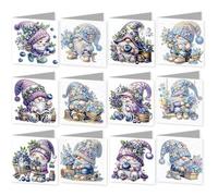 12pcs 5D Diamond Painting Greeting Cards for Adults, Flower Animal DIY Diamond Art Painting Greeting Card Kit with Envelopes Set Cards for Christmas Birthday Thanksgiving Day Holiday