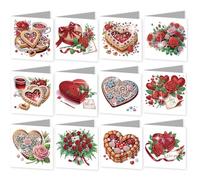 12pcs 5D Diamond Painting Greeting Cards for Adults, Flower Animal DIY Diamond Art Painting Greeting Card Kit with Envelopes Set Cards for Christmas Birthday Thanksgiving Day Holiday