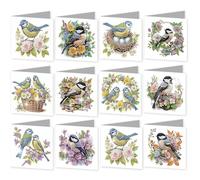 12pcs 5D Diamond Painting Greeting Cards for Adults, Flower Animal DIY Diamond Art Painting Greeting Card Kit with Envelopes Set Cards for Christmas Birthday Thanksgiving Day Holiday