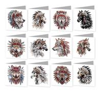 12pcs 5D Diamond Painting Greeting Cards for Adults, Flower Animal DIY Diamond Art Painting Greeting Card Kit with Envelopes Set Cards for Christmas Birthday Thanksgiving Day Holiday