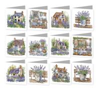 12pcs 5D Diamond Painting Greeting Cards for Adults, Flower Animal DIY Diamond Art Painting Greeting Card Kit with Envelopes Set Cards for Christmas Birthday Thanksgiving Day Holiday