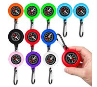 12pcs 9 Couleurs avec Boucle de Randonnée Mini Boussole Enfant Porte-Clés de Boussole Portable et Étanche à Double Usage, pour Le Camping en Plein Air, la Randonnée, l'Alpinisme et Le Cyclisme.