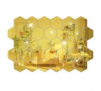 12pcs Acrylique Hexagonal Miroir Stickers Muraux pour Bricolage Élégant Décoration Maison Style (Or)